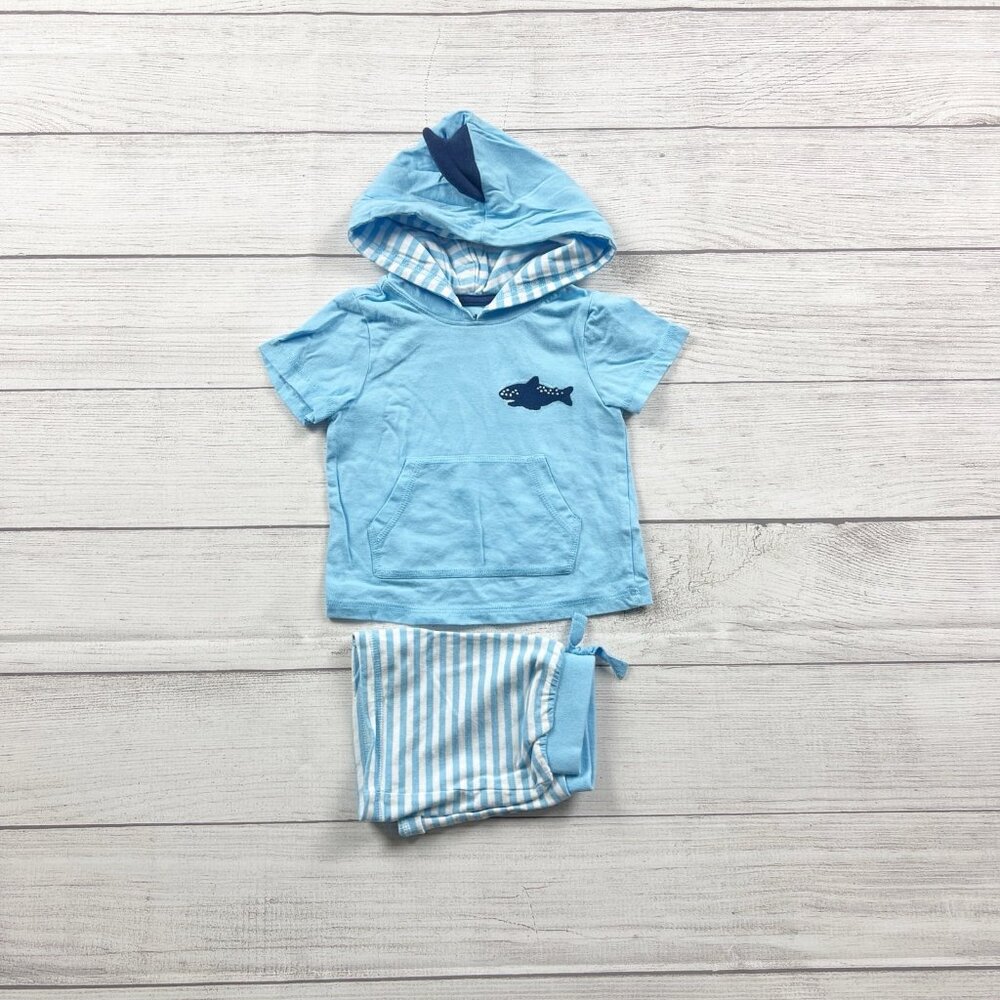 Bundles Children's Place Shark Hoodie Stripe Shorts Set Outfit 9-12 Months